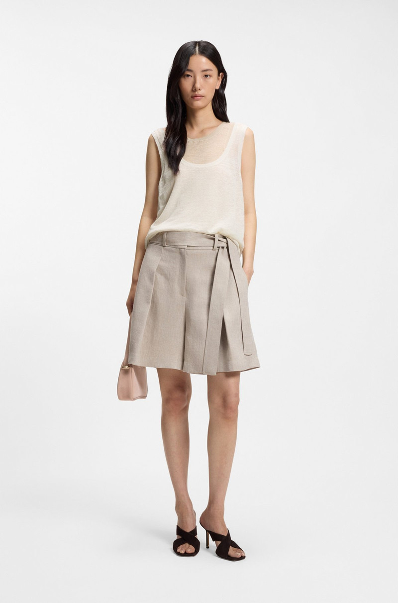 BOSS SLEEVELESS TOP IN LINEN AND COTTON WITH LAYERED DESIGN outlook