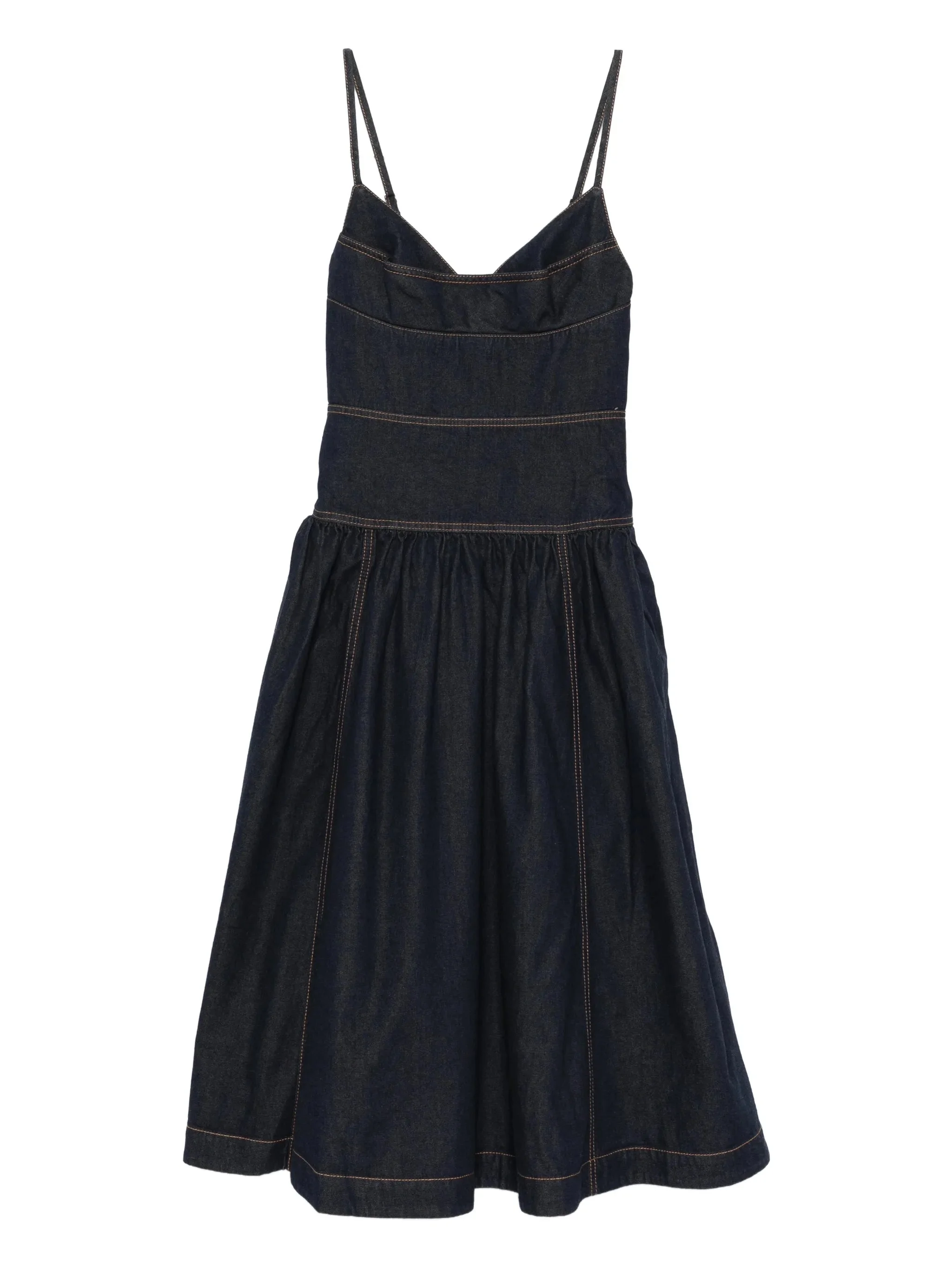 sleeveless denim midi dress - 1