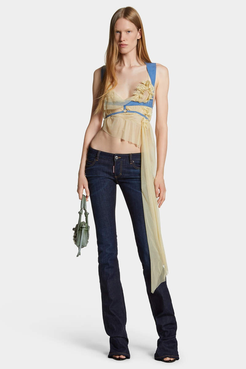 DARK URBAN WASH BOOTCUT SHARPEI PEEKABOO JEANS 7