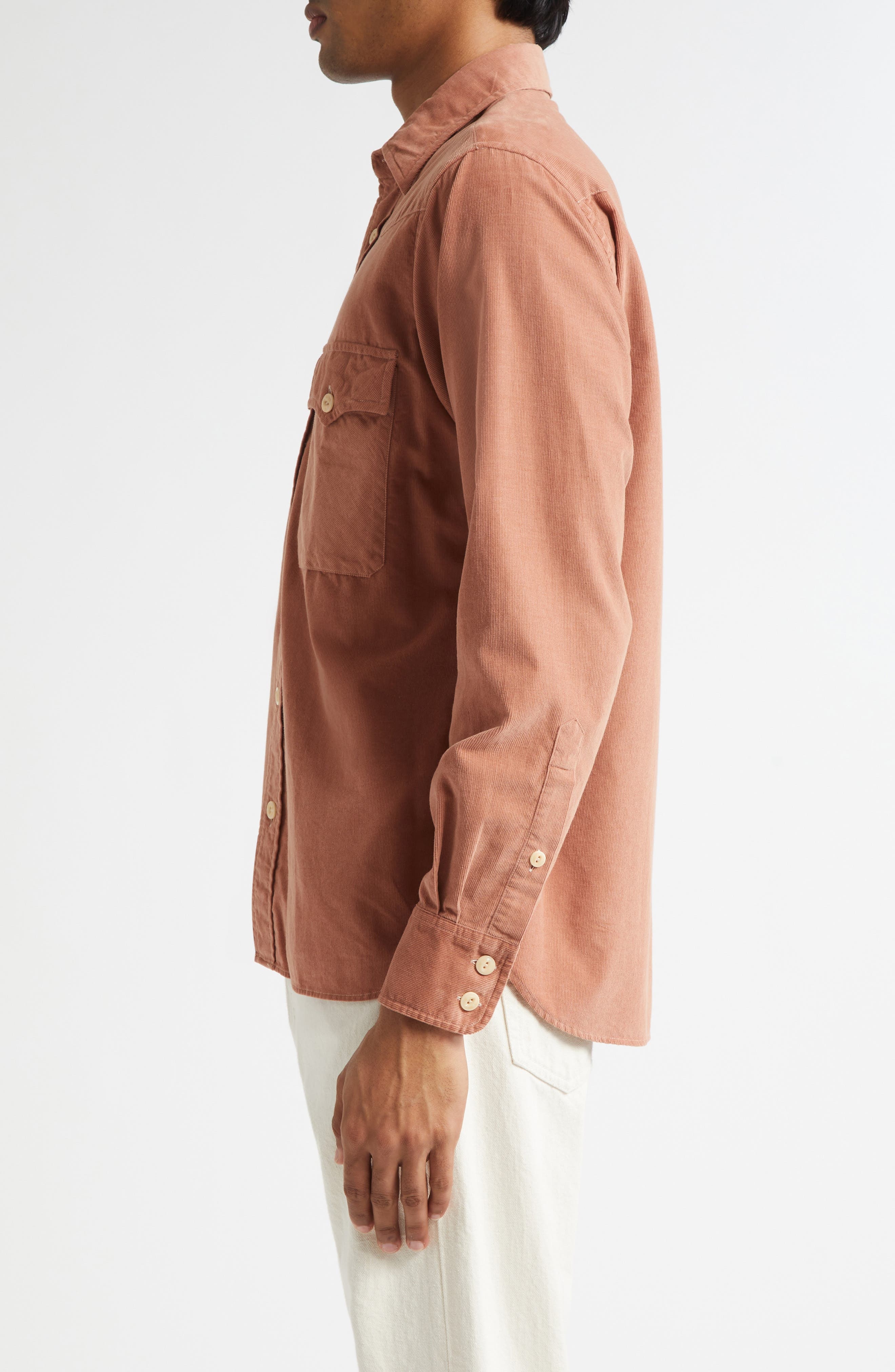 Drake's Cotton Needlecord Western Shirt in 990 Washed Pink at Nordstrom - 3