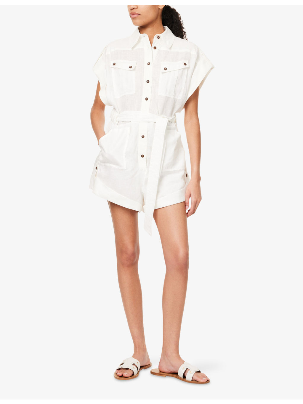 Rhiannon Belted Linen Playsuit - 2