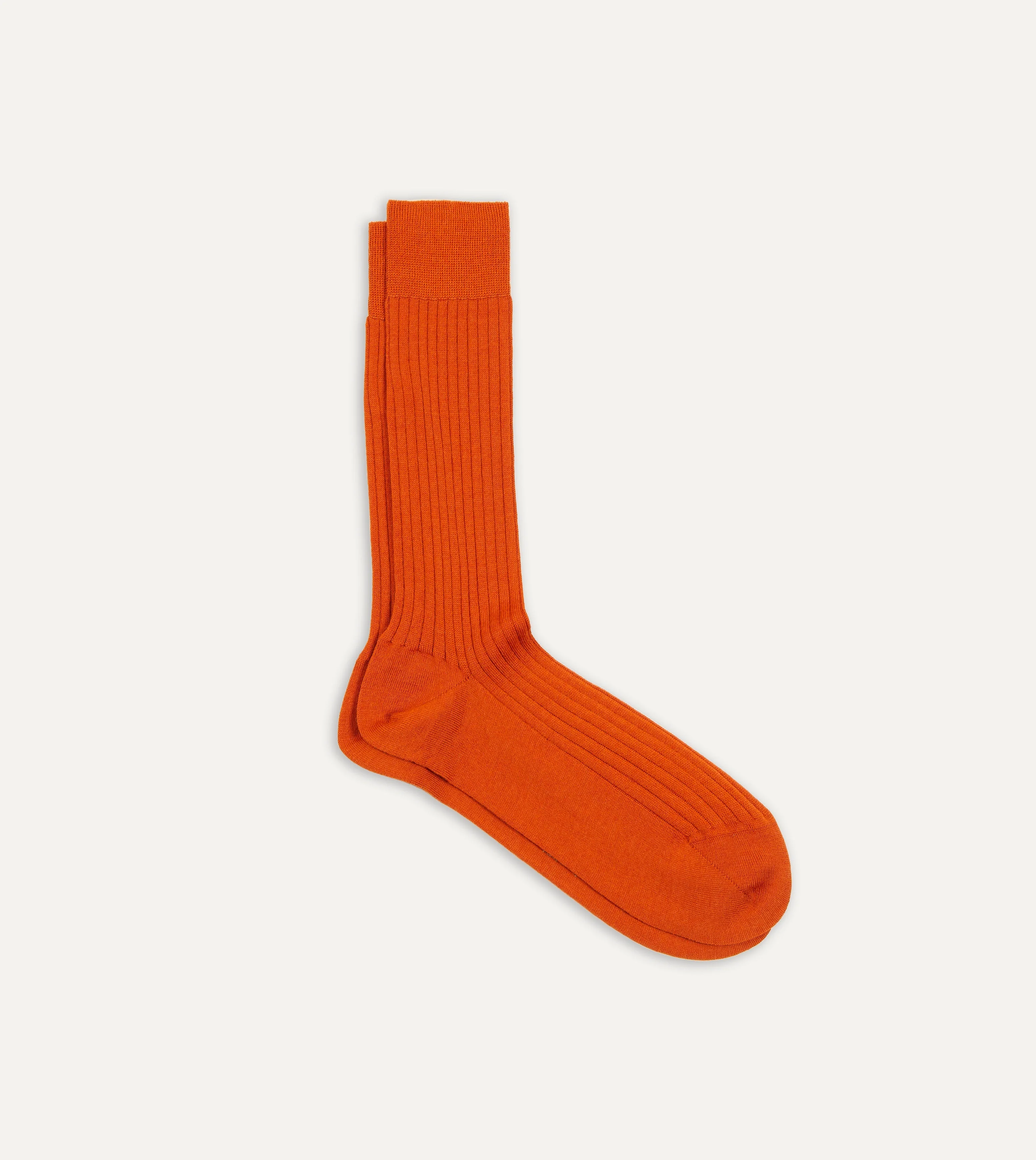 Orange Wool Mid-Calf Socks - 1