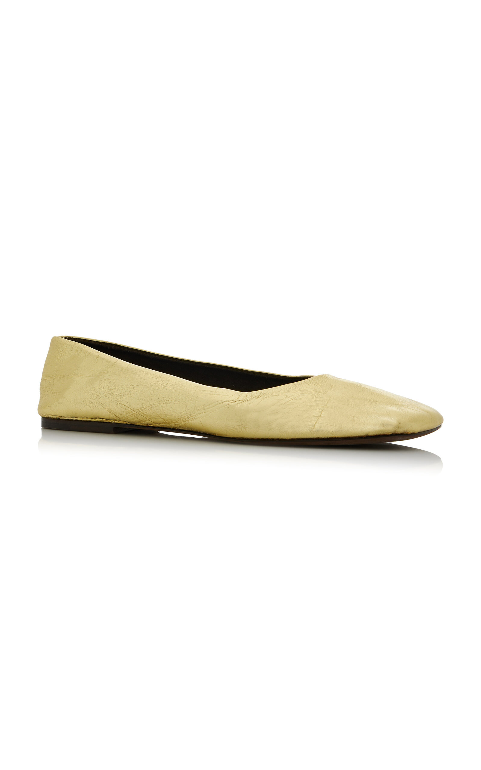 Square Metallic Leather Ballet Flats gold - 4