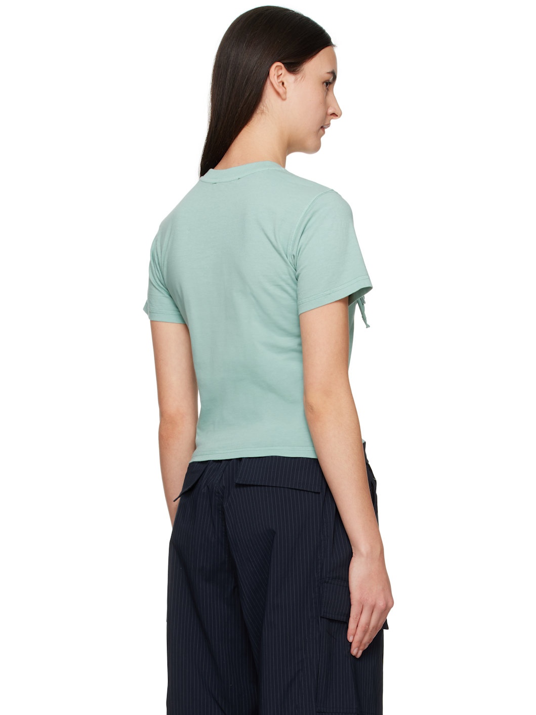 Blue Distressed Fitted T-shirt - 3