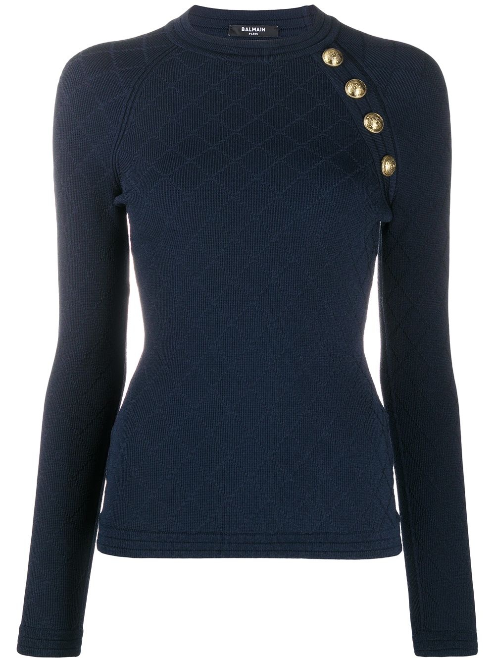 embossed buttons knitted jumper - 1