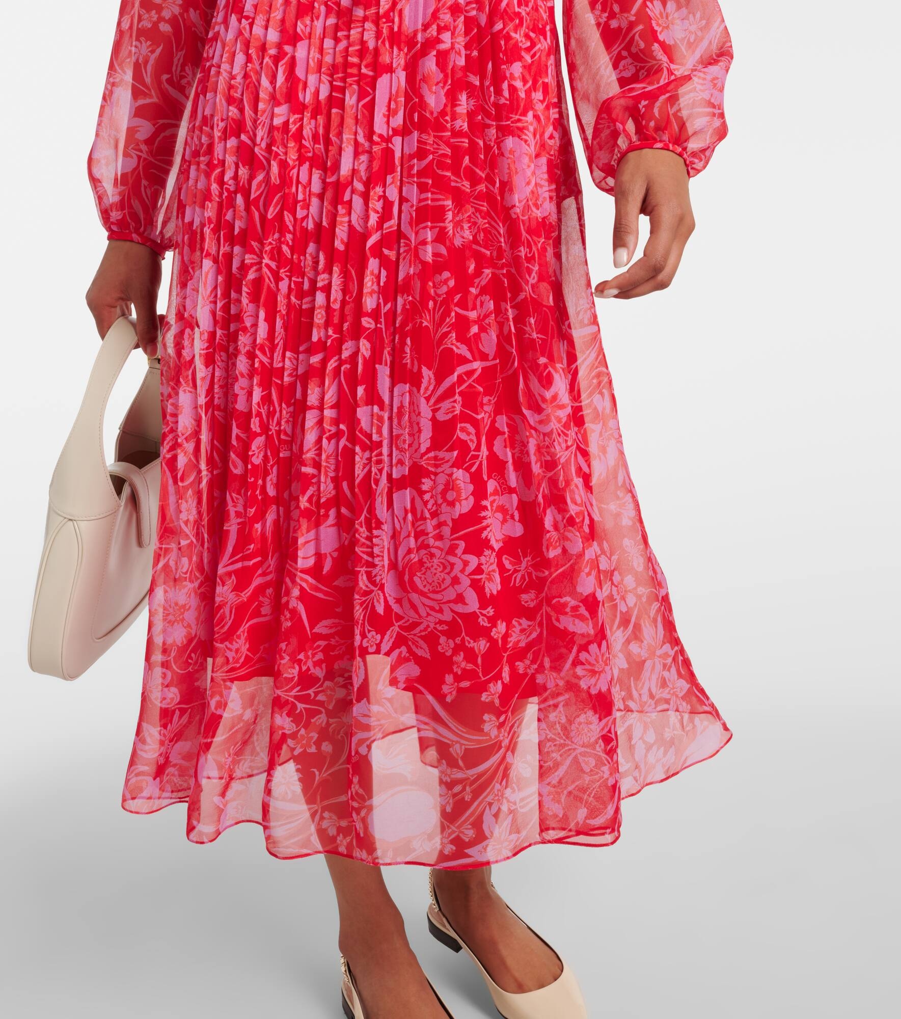 Floral silk midi dress - 5