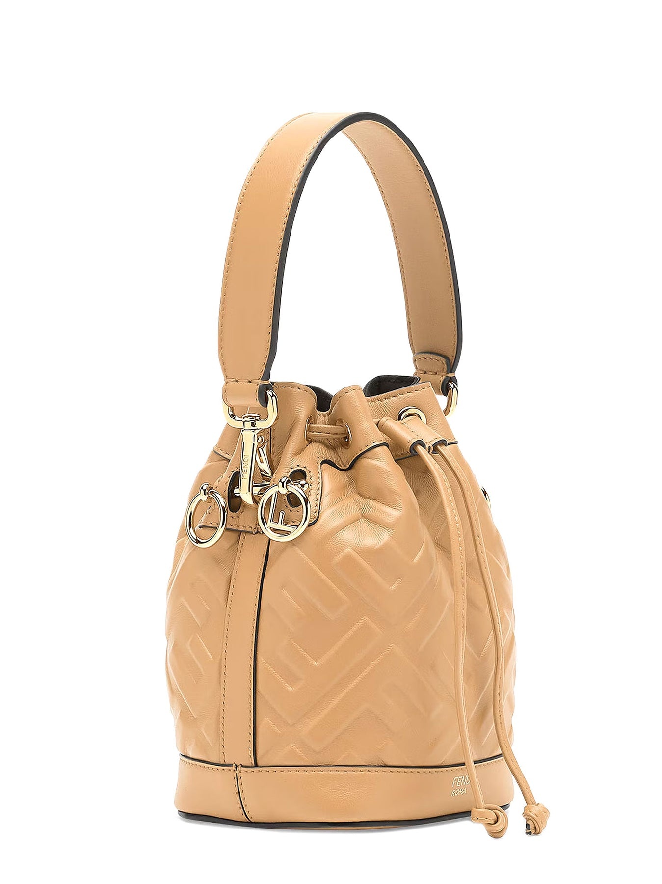 Leather bucket bag with FF motif - 3