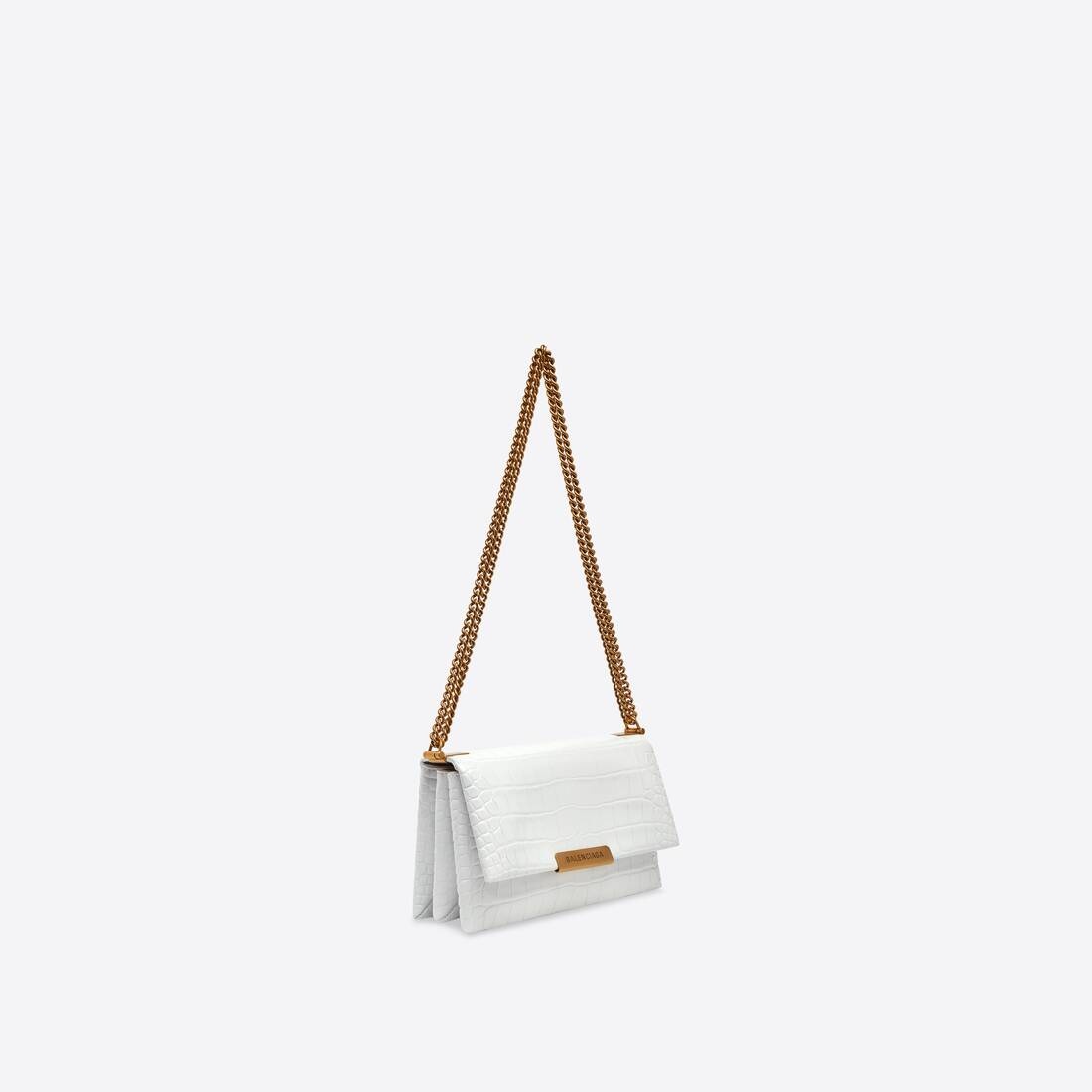 Women's Triplet Small Bag Crocodile Embossed in White - 3