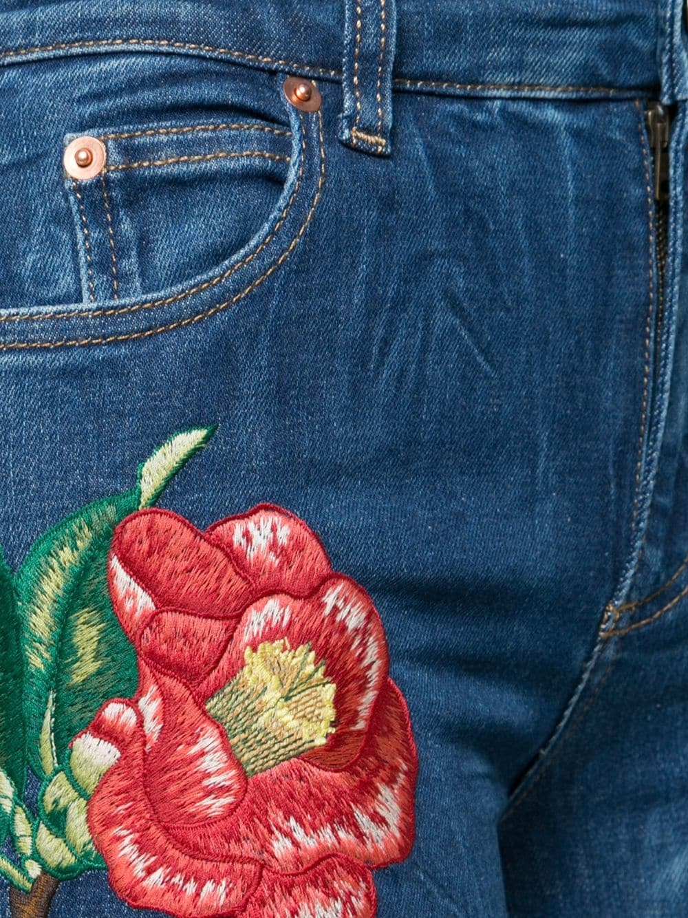 embroidered denim jeans - 5