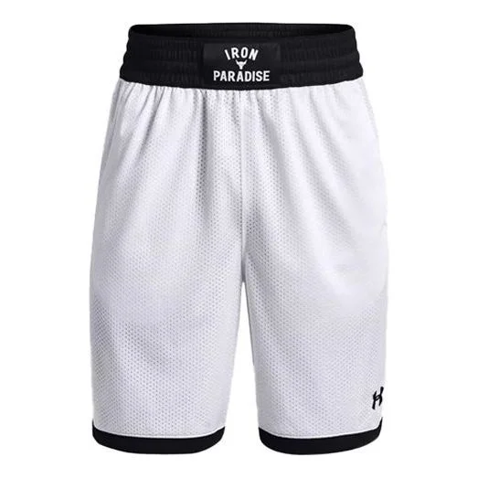 Under Armour Project Rock Iron Paradise Mesh Shorts 'White Black' 1361618-100 - 1