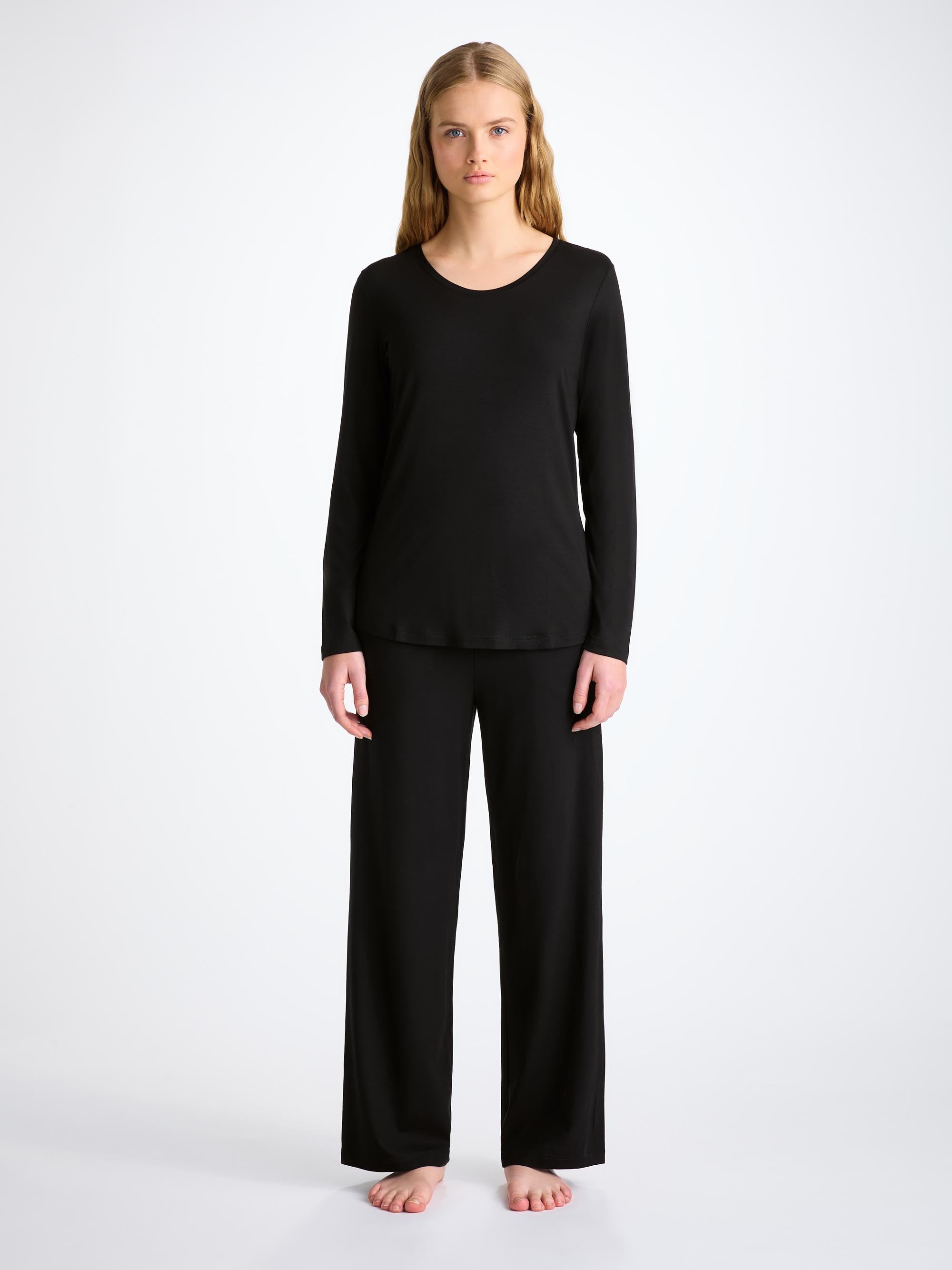 Women's Long Sleeve T-Shirt Lara Micro Modal Stretch Black - 3