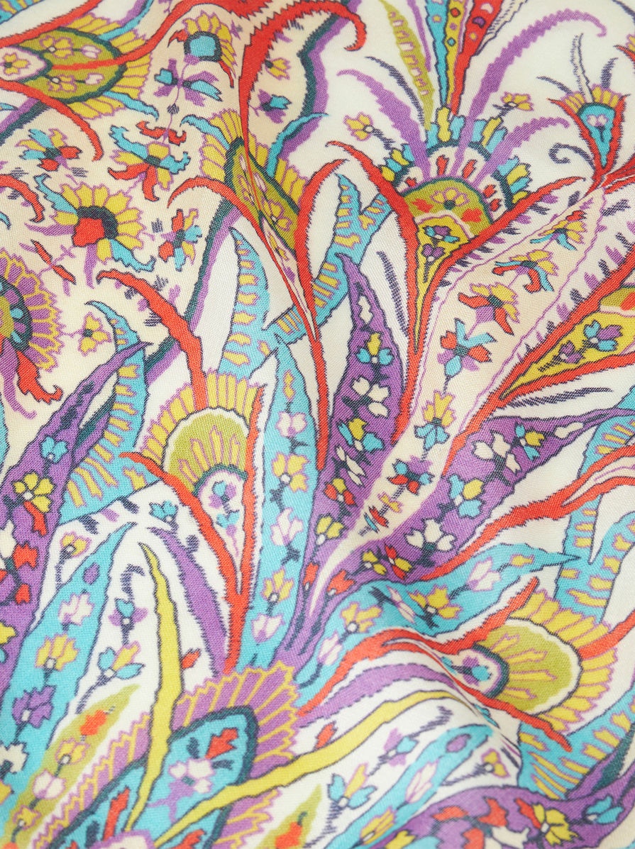 PAISLEY SILK AND CASHMERE SCARF - 3