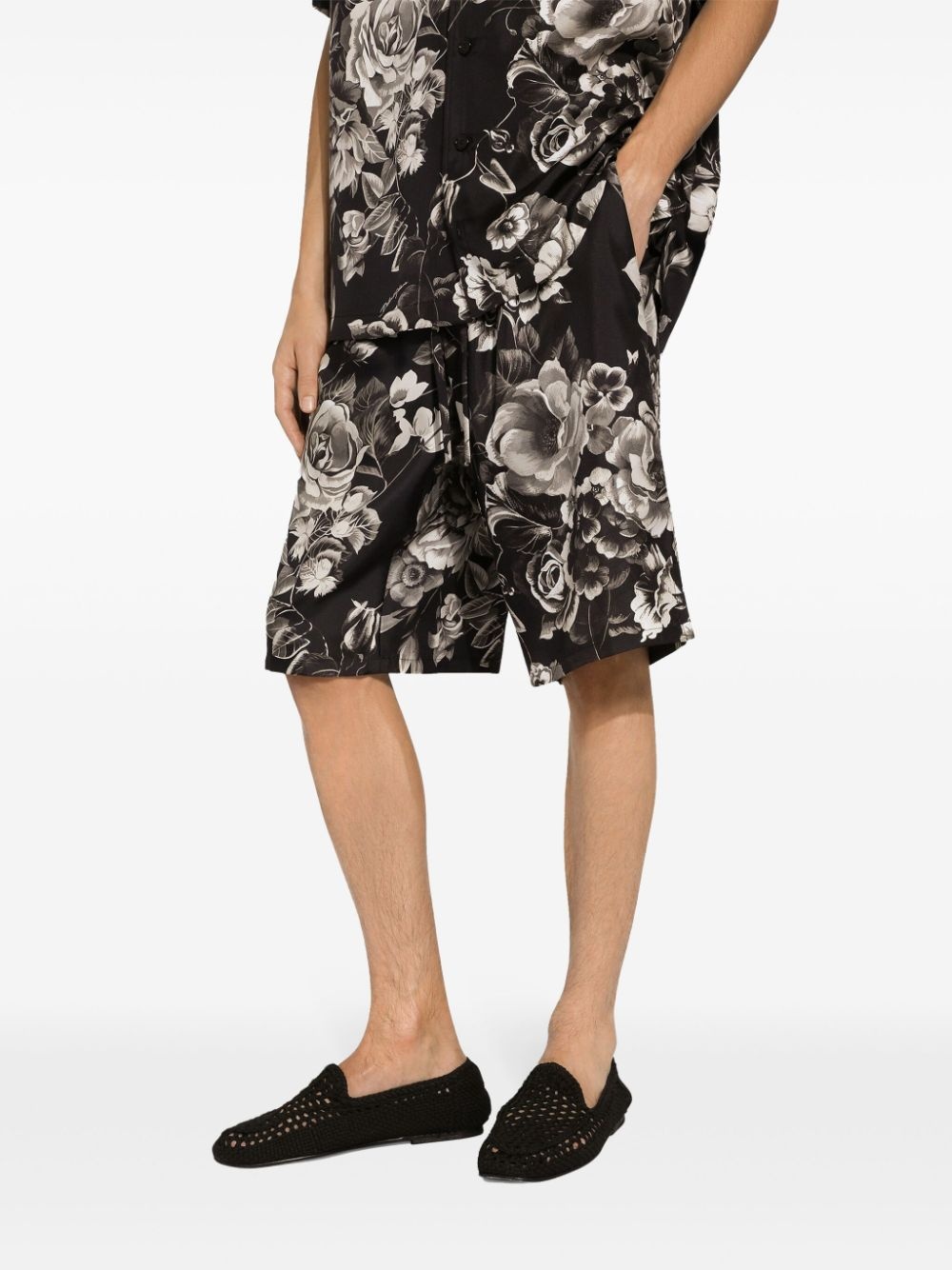 floral-print silk shorts - 4