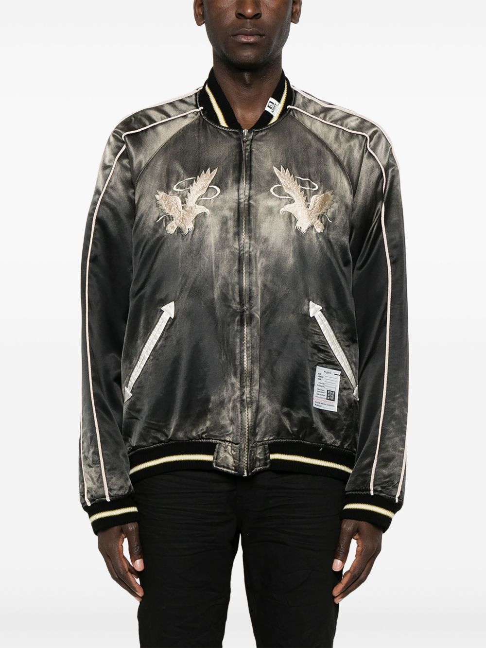 embroidered satin bomber jacket - 3
