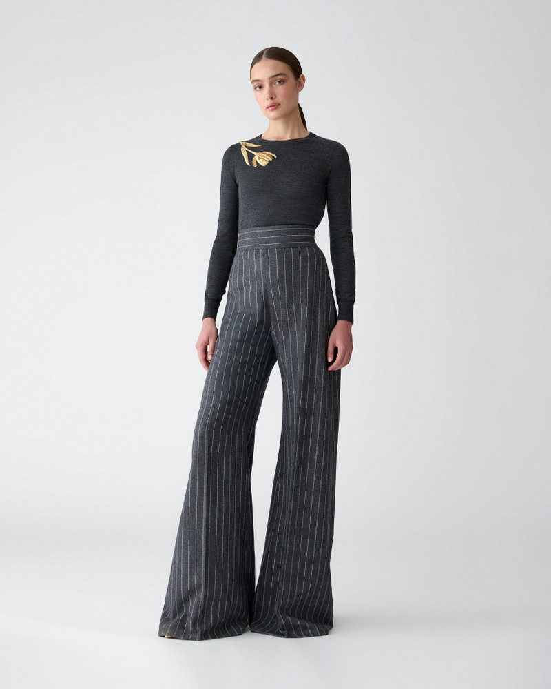 CAROLINA HERRERA Tulip-Embroidered Merino-Silk Sweater outlook