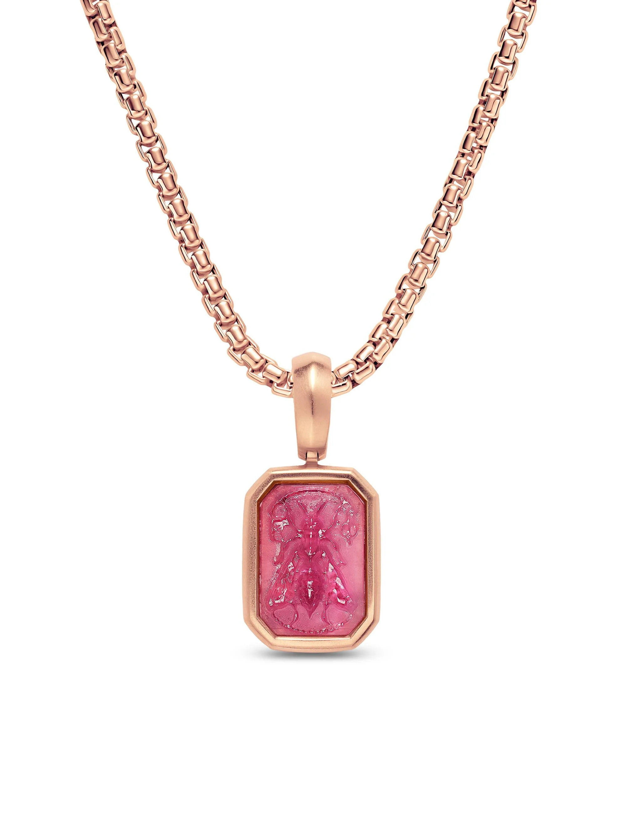 Women's Petrvs Micro Bee Amulet in 18K Rose Gold with Rubellite, 12.8MM - Rubellite - 1
