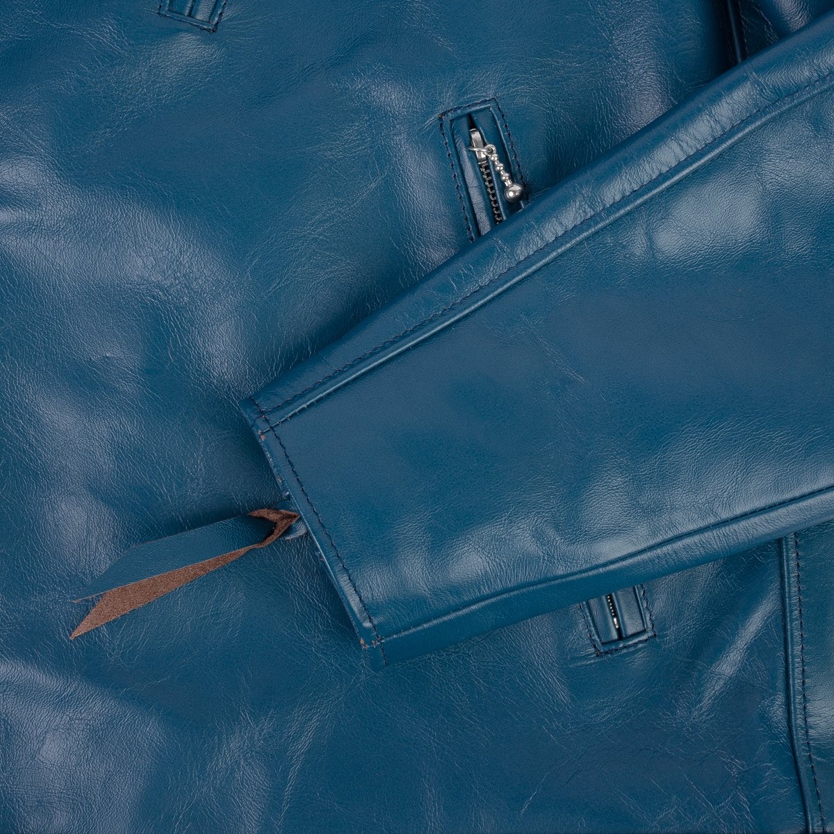 IHJ-128-BLU Japanese Horsehide Double Motorcycle Jacket - Blue - 14
