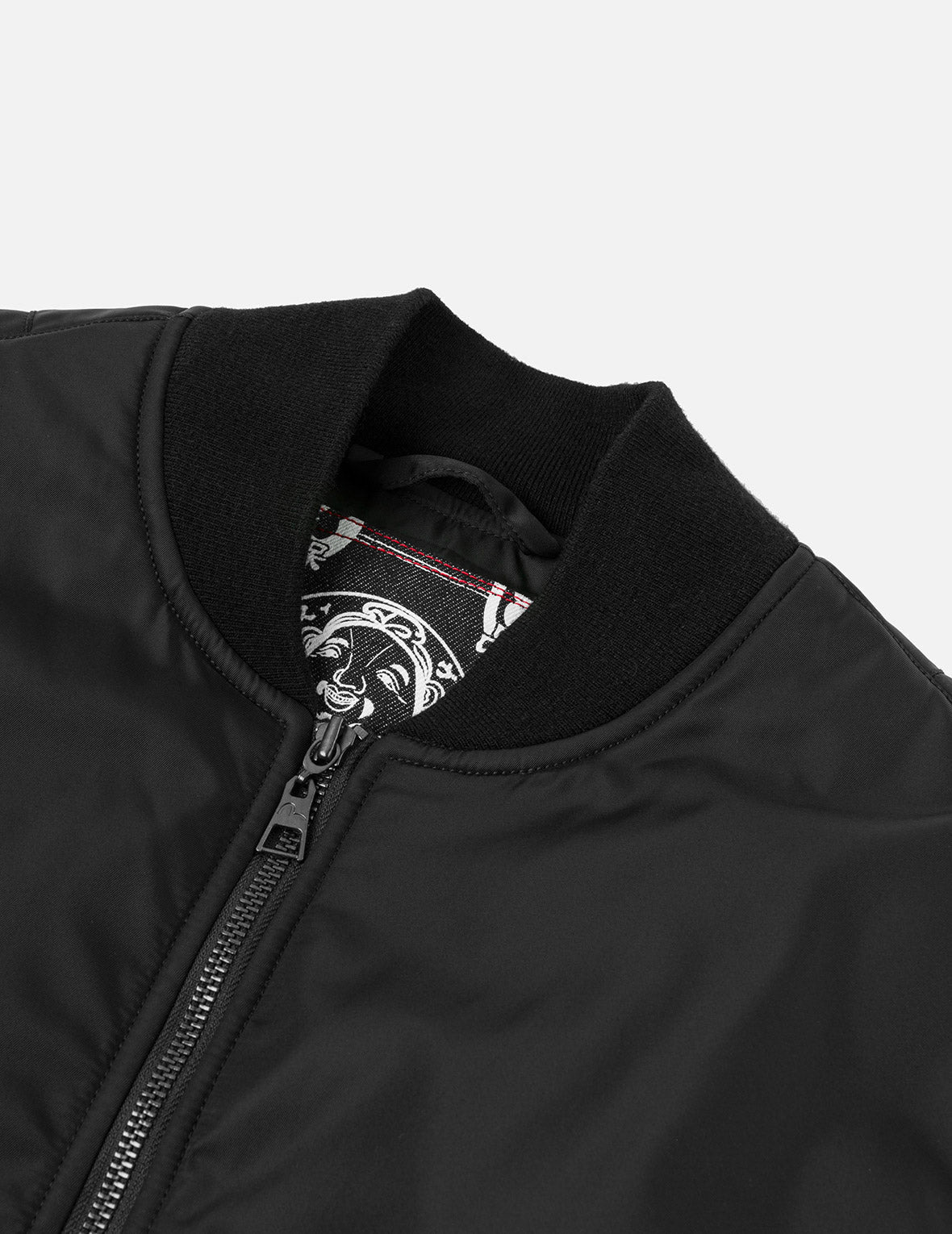 Fuzzy Cat Appliqué and Logo Embroidery Drop-Shoulder Bomber Jacket - 11