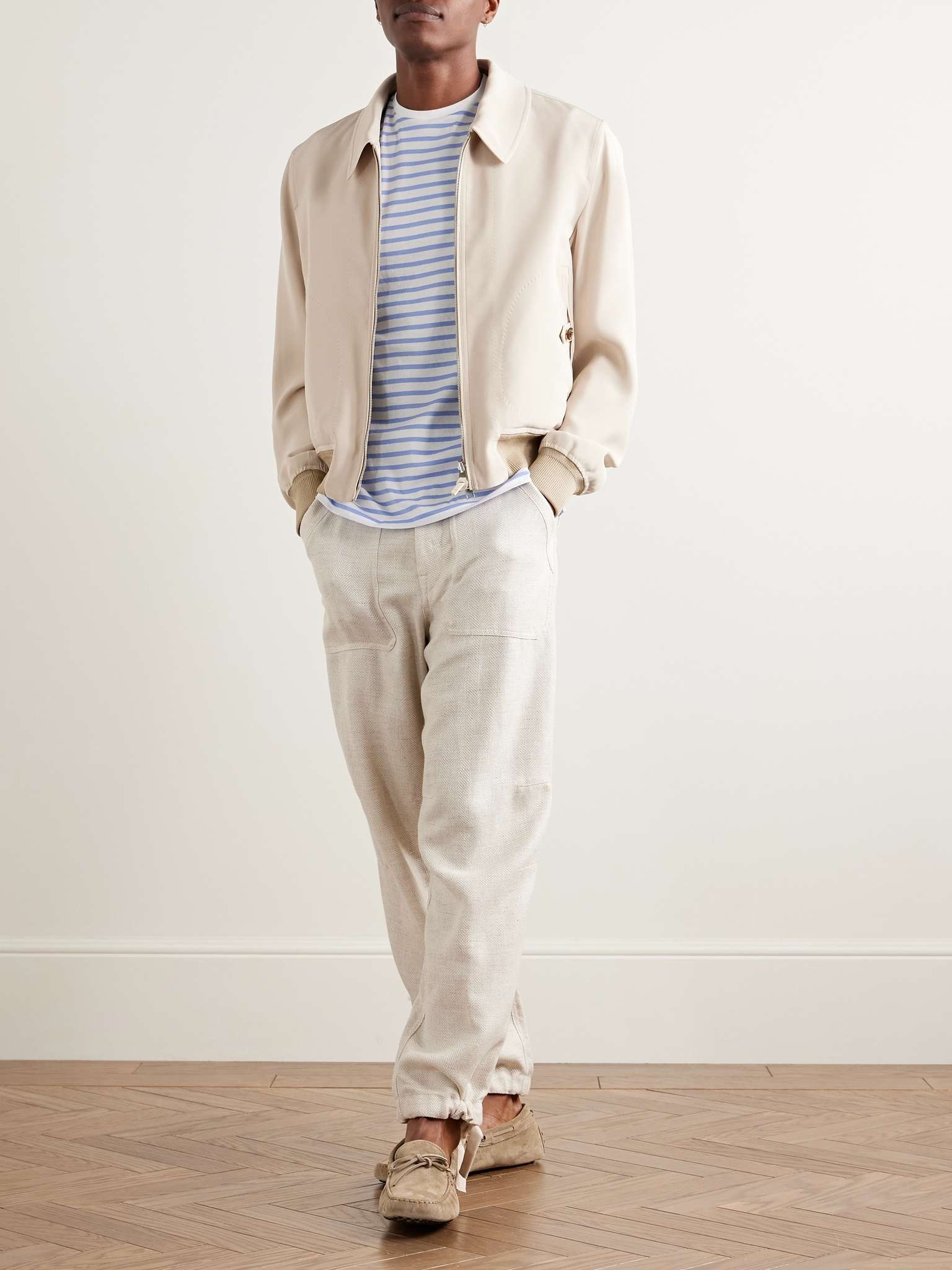 Logo-Embroidered Striped Cotton-Lisle T-Shirt - 2