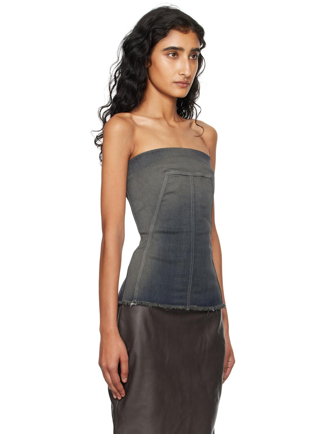 Gray Concordians Bustier Denim Top - 2