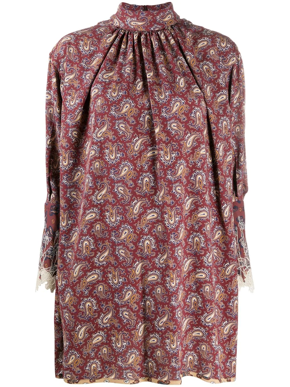 high-neck paisley dress - 1