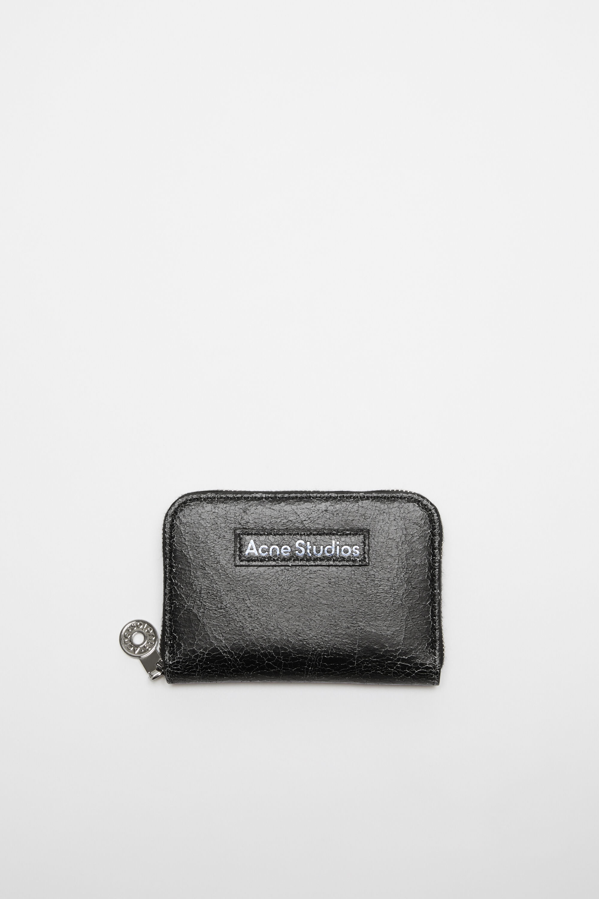 Leather zip wallet - Black - 1