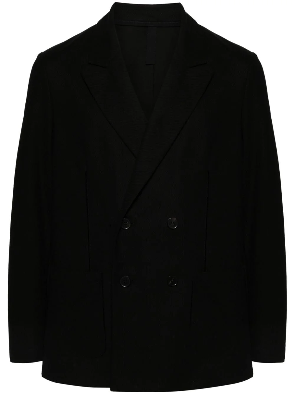 honeycomb-knit double-breasted blazer - 1