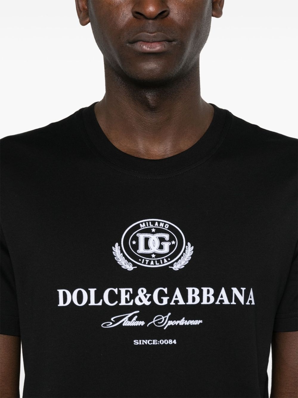 flocked-logo cotton T-shirt - 5