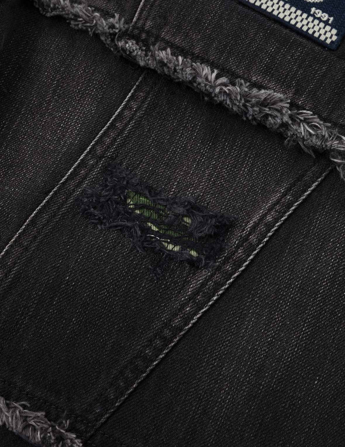 Washed Deconstructed Sashiko Relax Straight Fit Jeans #2030 - 11