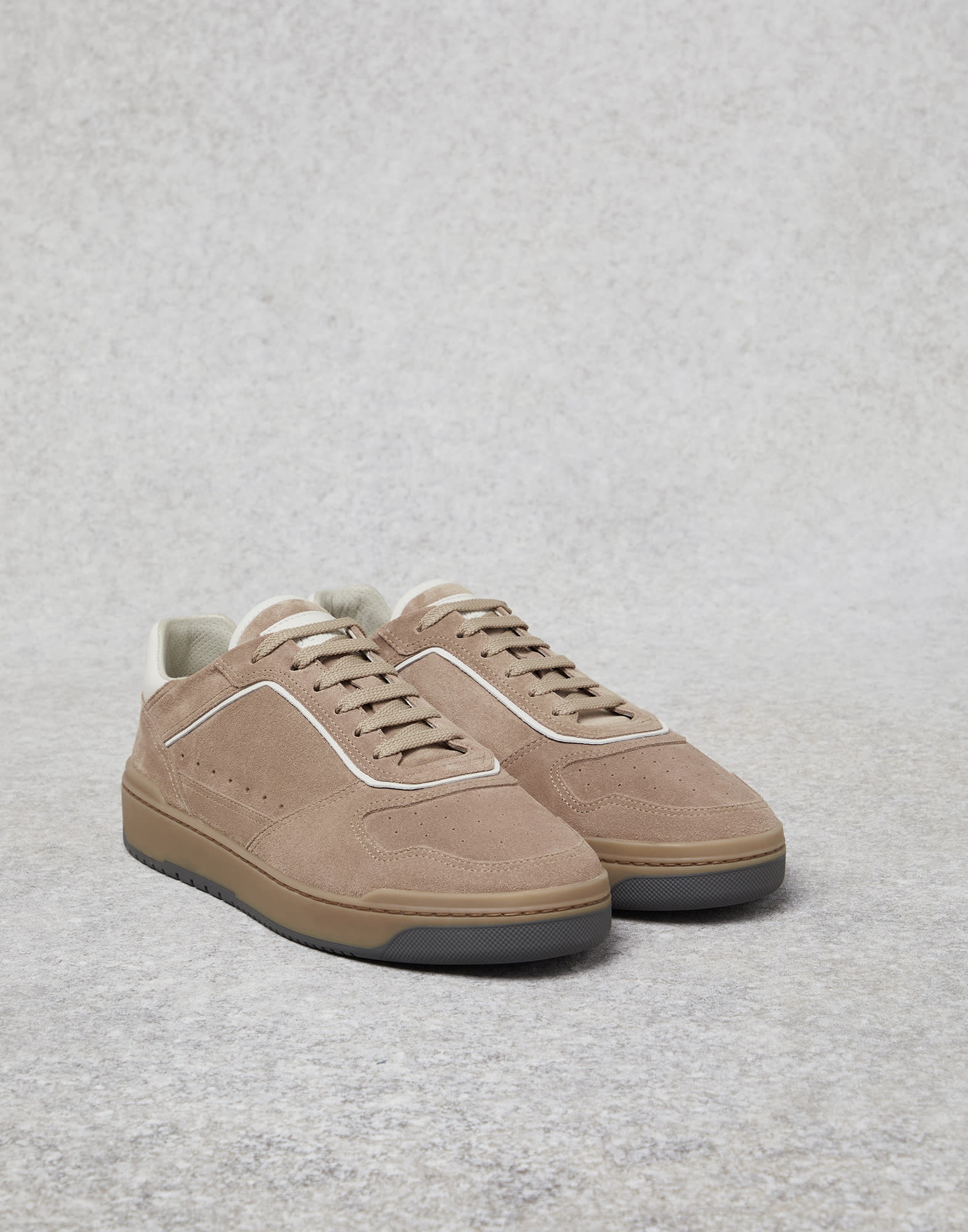 Washed suede basket sneakers - 1