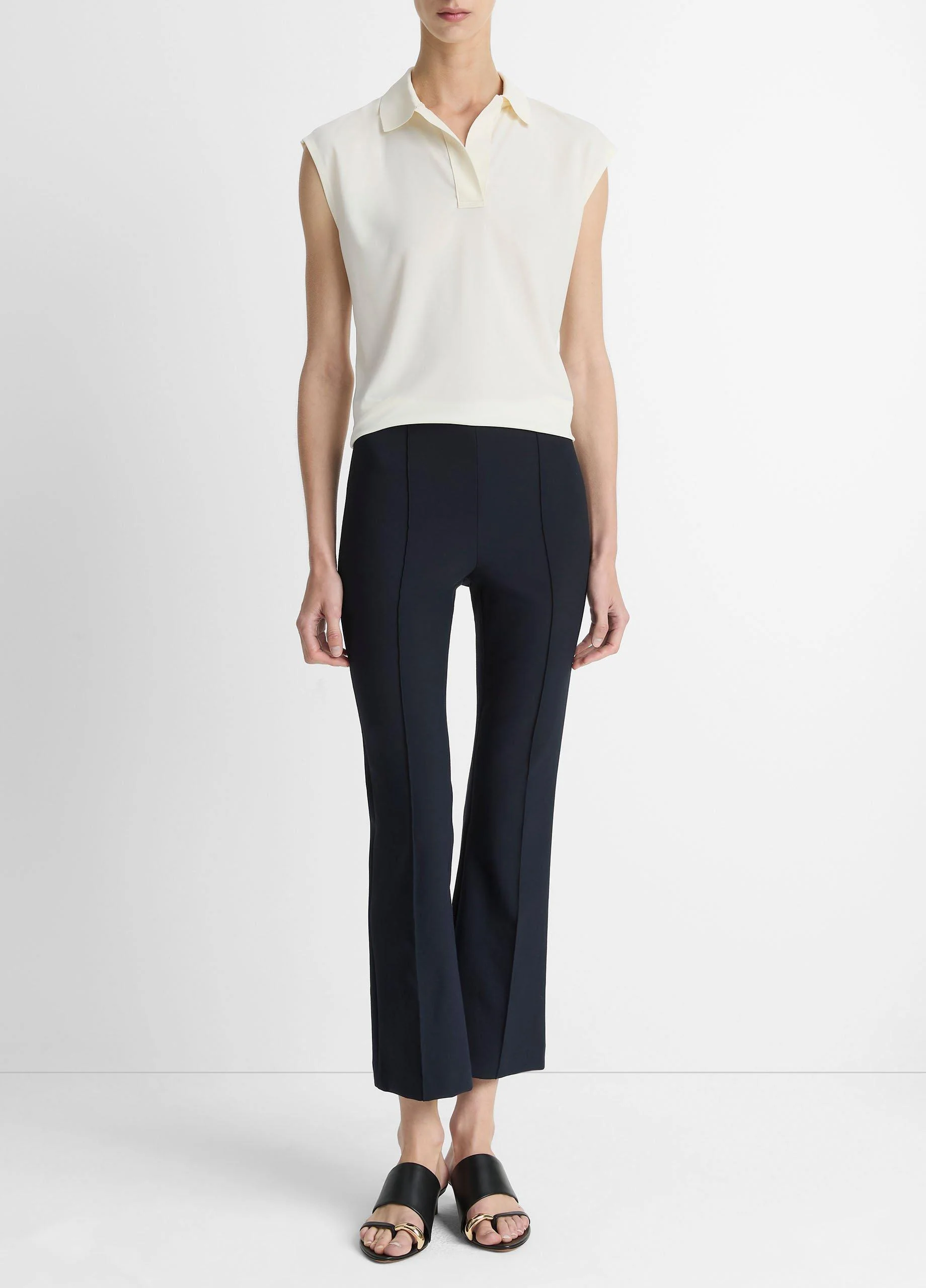 Niki Mid-Rise Pintuck Crop Flare Pant - 1