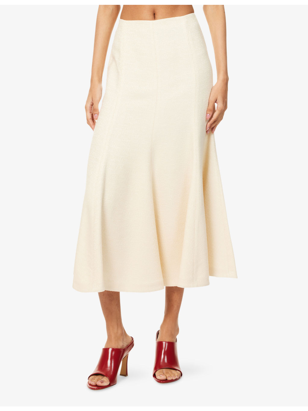 Selma Flared Silk Midi Skirt - 3