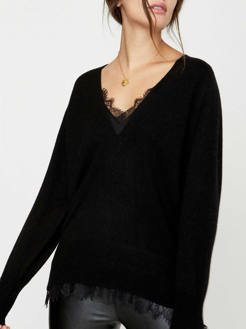 BROCHU WALKER The Lace Vee Looker Pullover outlook