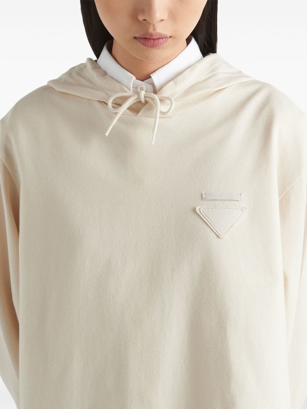 triangle-logo fleece hoodie dress - 4