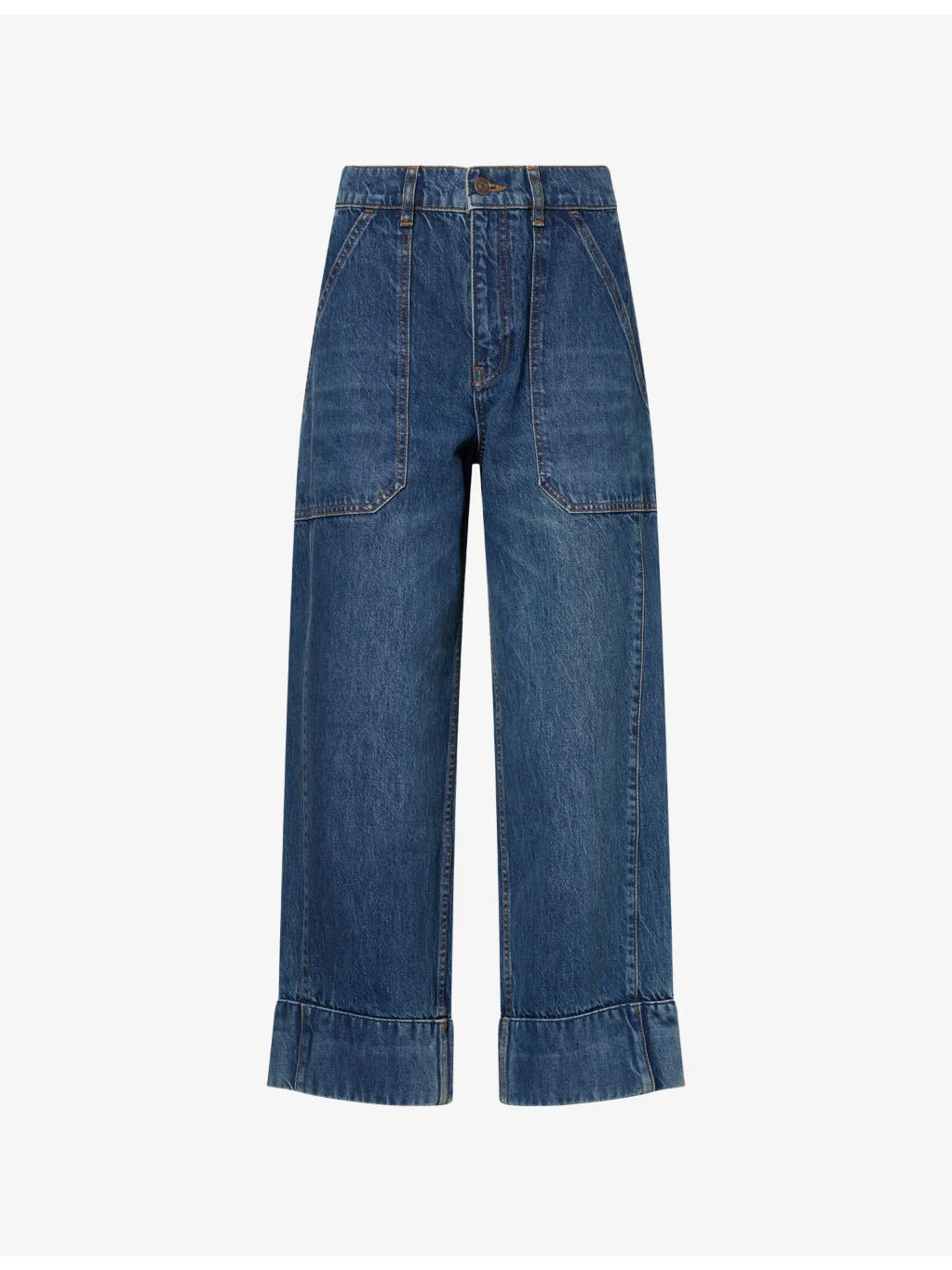 Turn-Up Straight-Leg Denim Jeans - 1