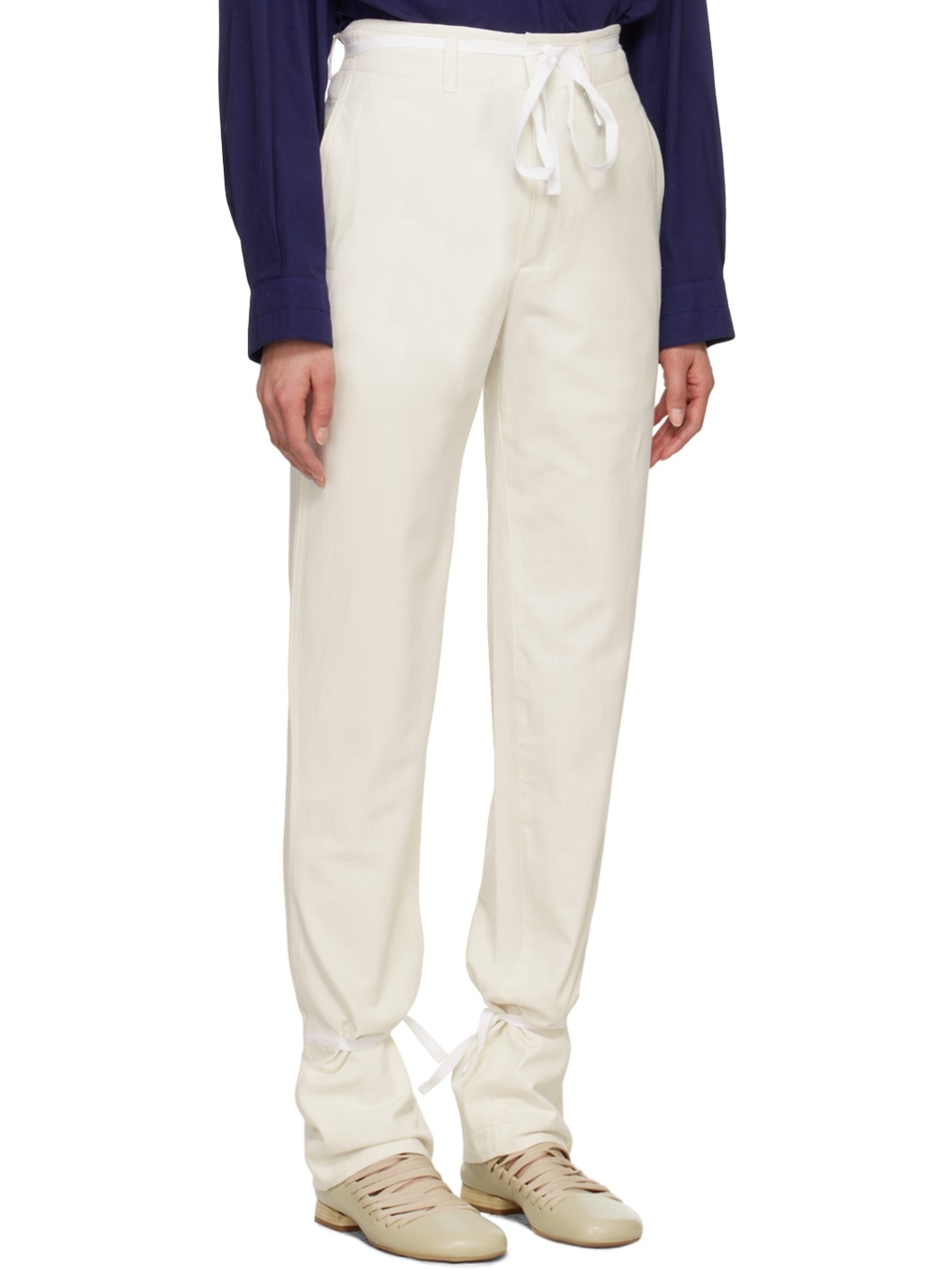 White Straight Trousers - 2