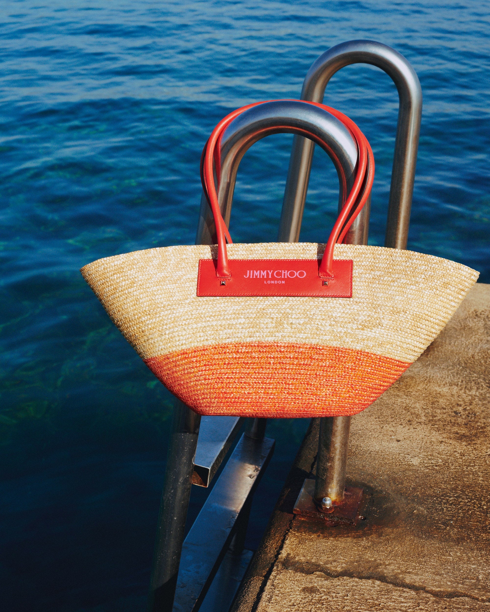 Beach Basket Leather-Trimmed Printed Raffia Tote - 2