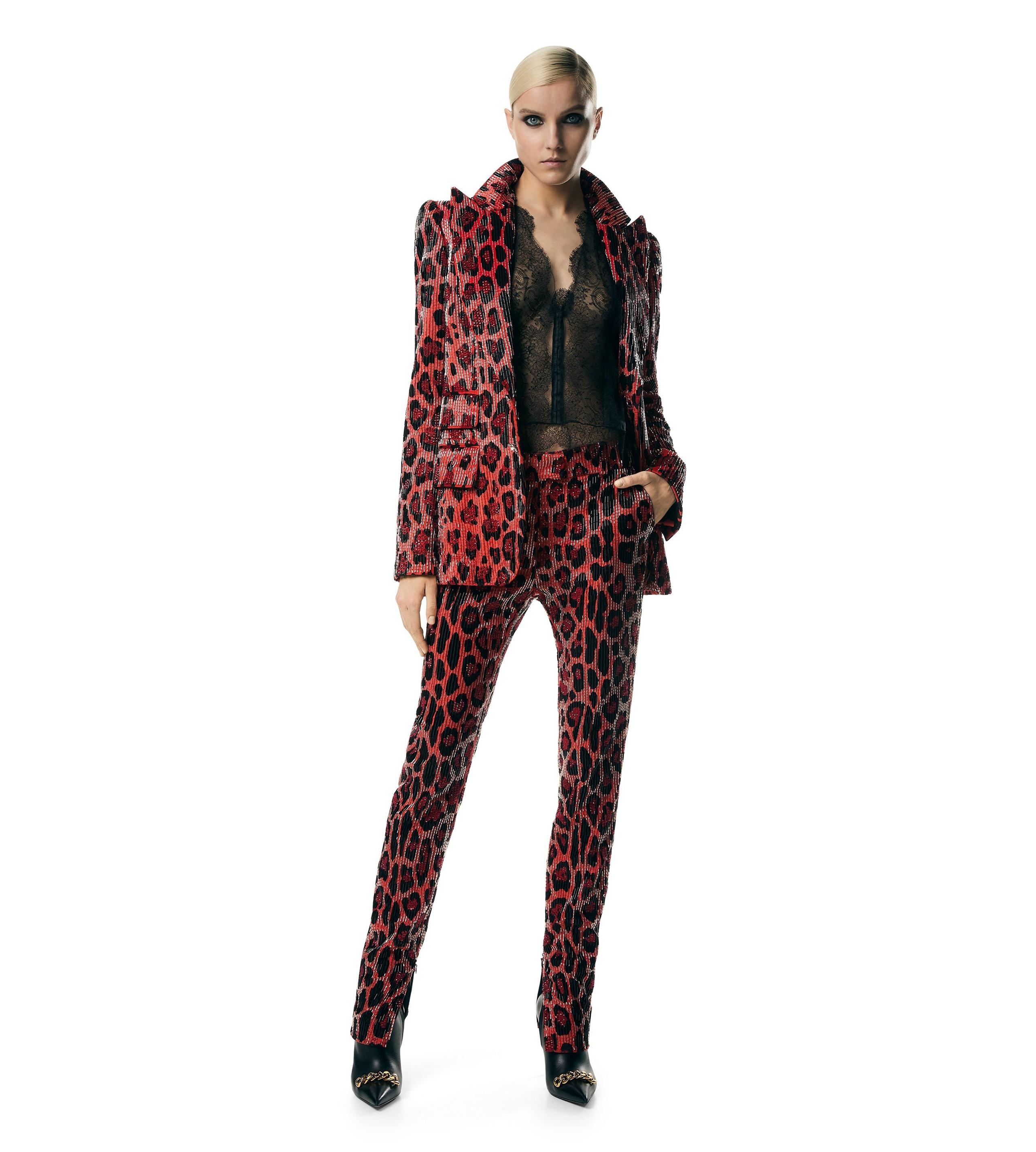 JAGUAR EMBROIDERY VELVET PANTS - 3
