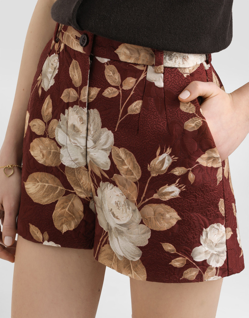 Vintage rose-print brocade shorts 4
