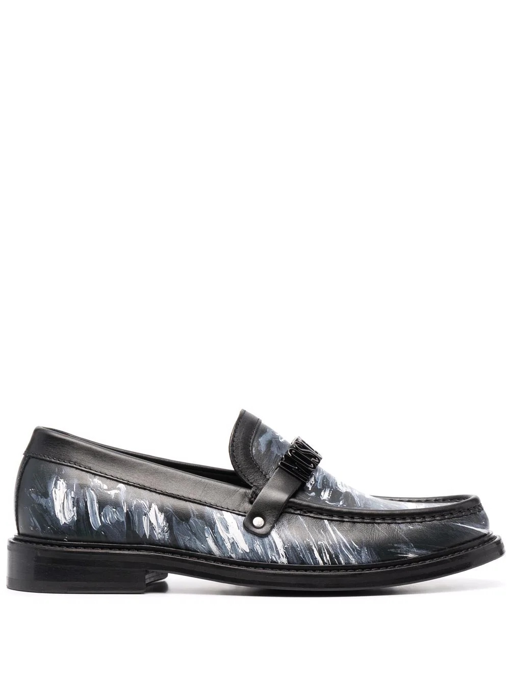 abstract-print logo loafers - 1