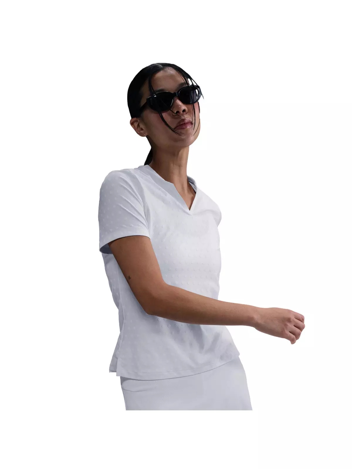 Women's Dri-FIT Tour Short-Sleeve Blade Jacquard AOJ Golf Polo -White - 6