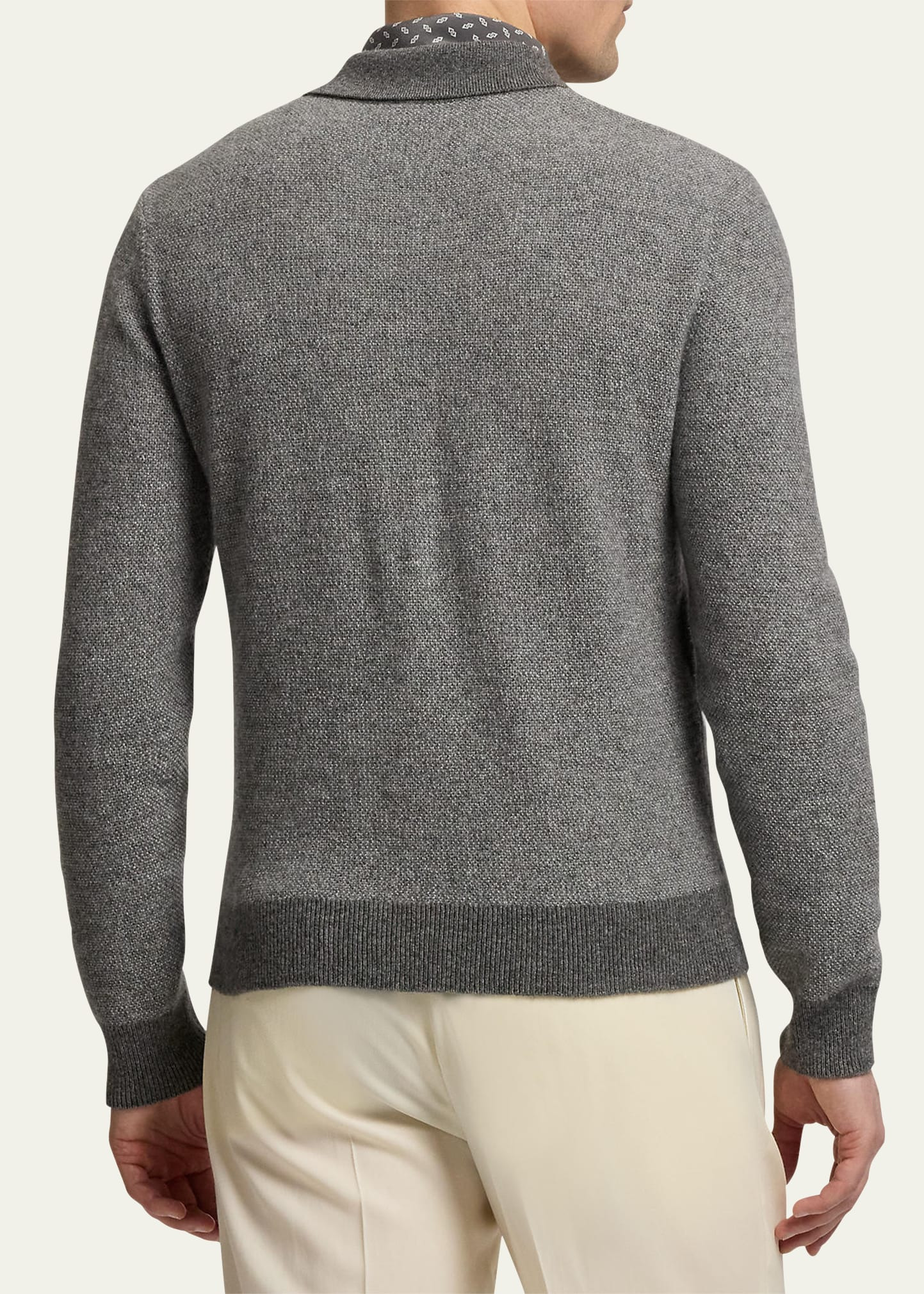 Men's Cashmere Long-Sleeve Polo Sweater - 3