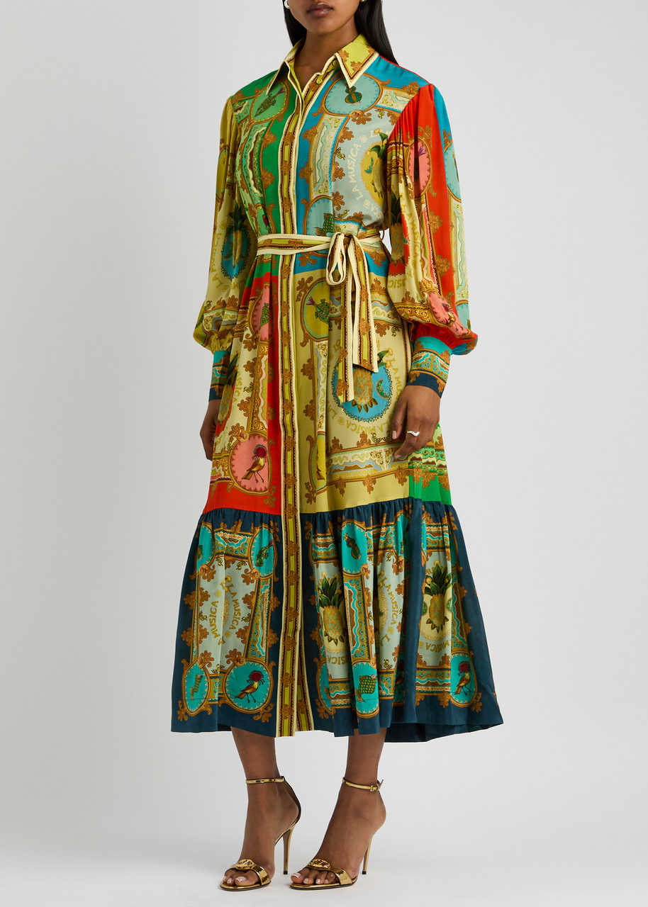 Alemais Musica Printed Silk Maxi Shirt Dress - 4