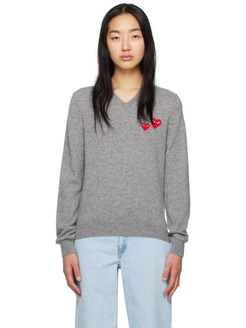 Gray Double Heart Sweater 1