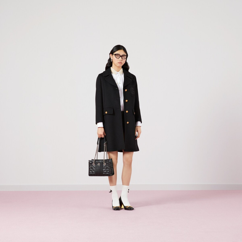 GUCCI Double G embroidery wool coat outlook