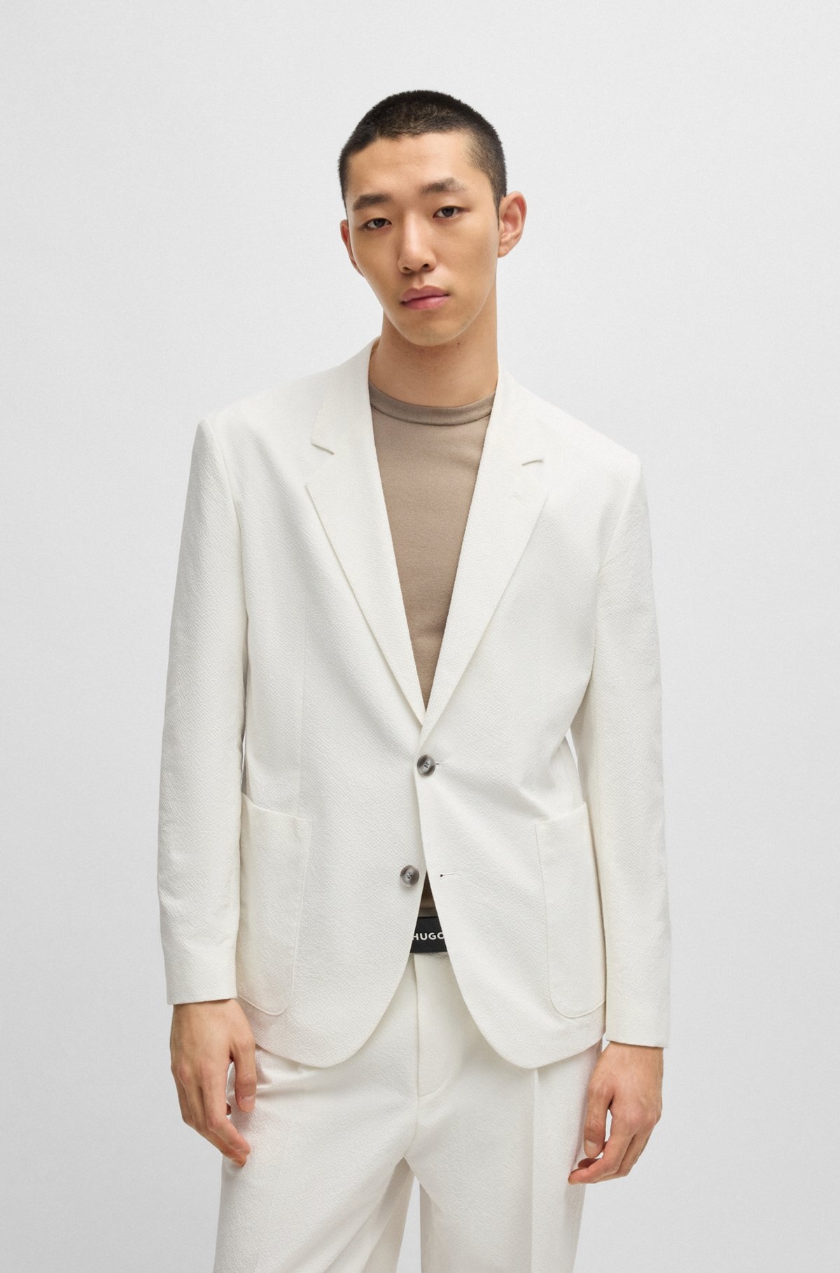 SLIM-FIT JACKET IN SEERSUCKER FABRIC - 2