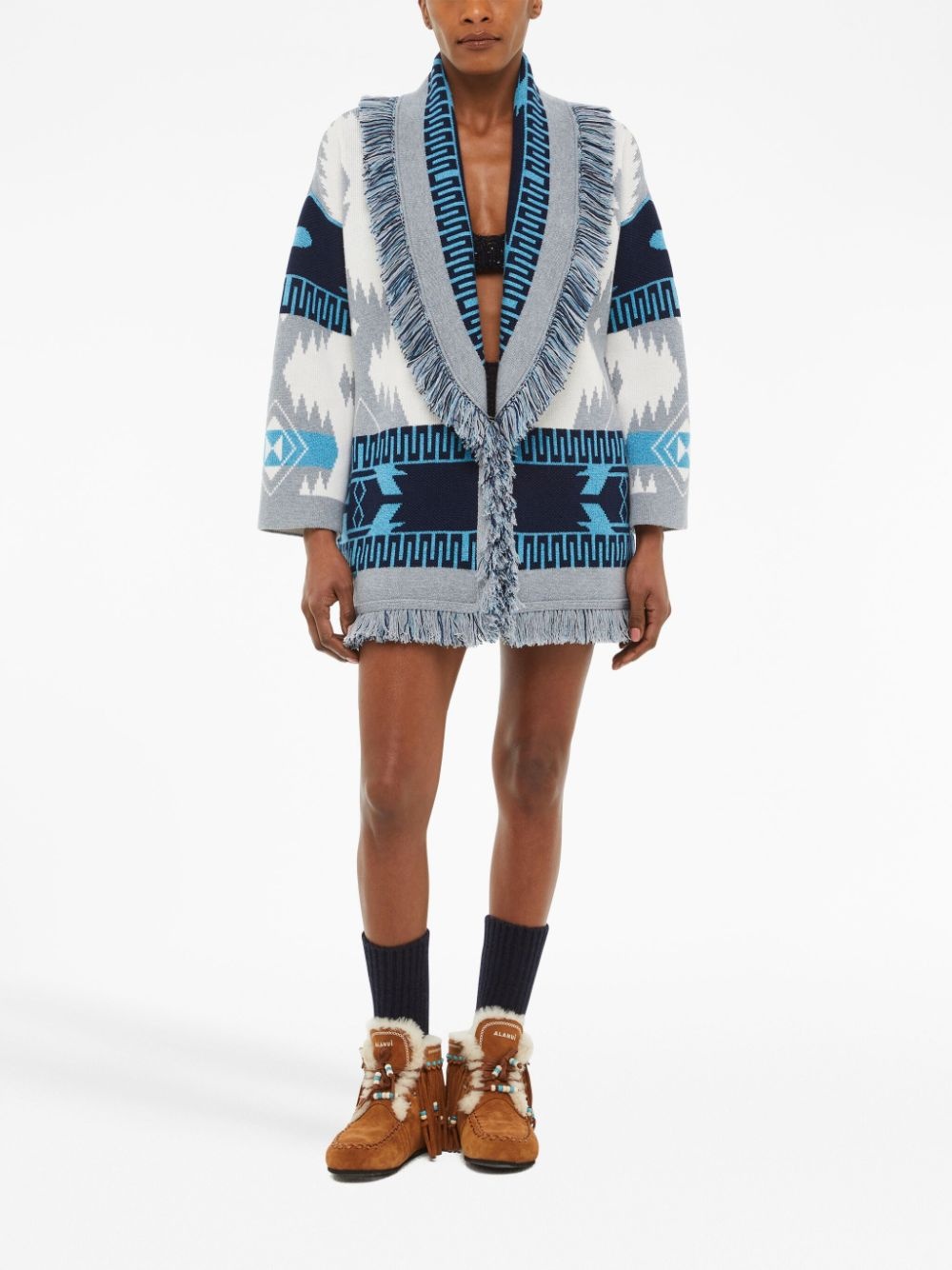 Icon Jacquard fringed cardigan - 2