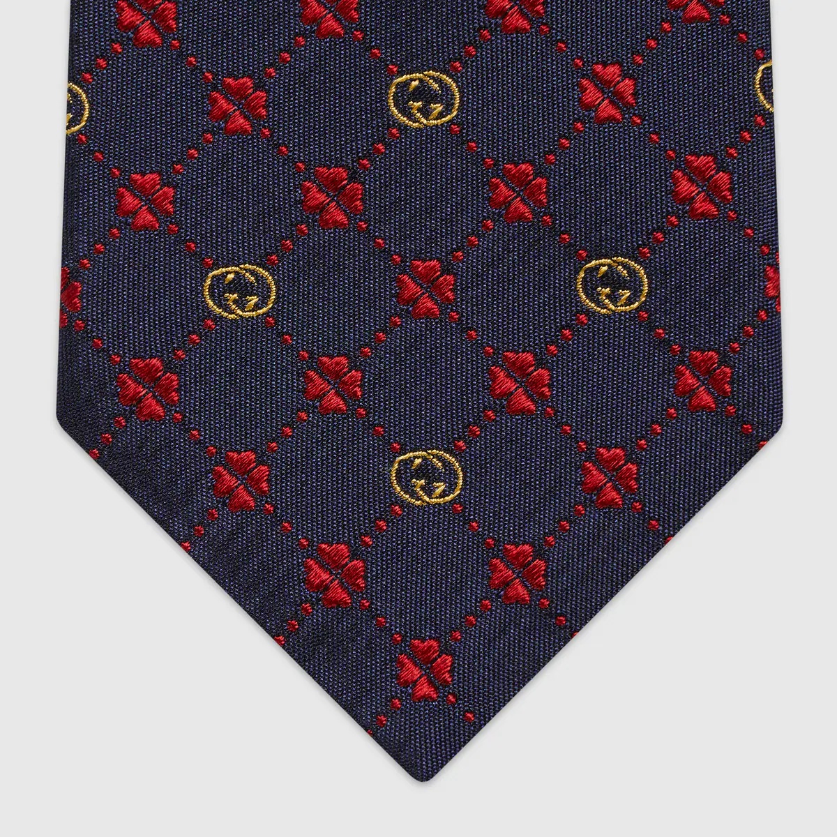 Interlocking G and clover silk tie - 3