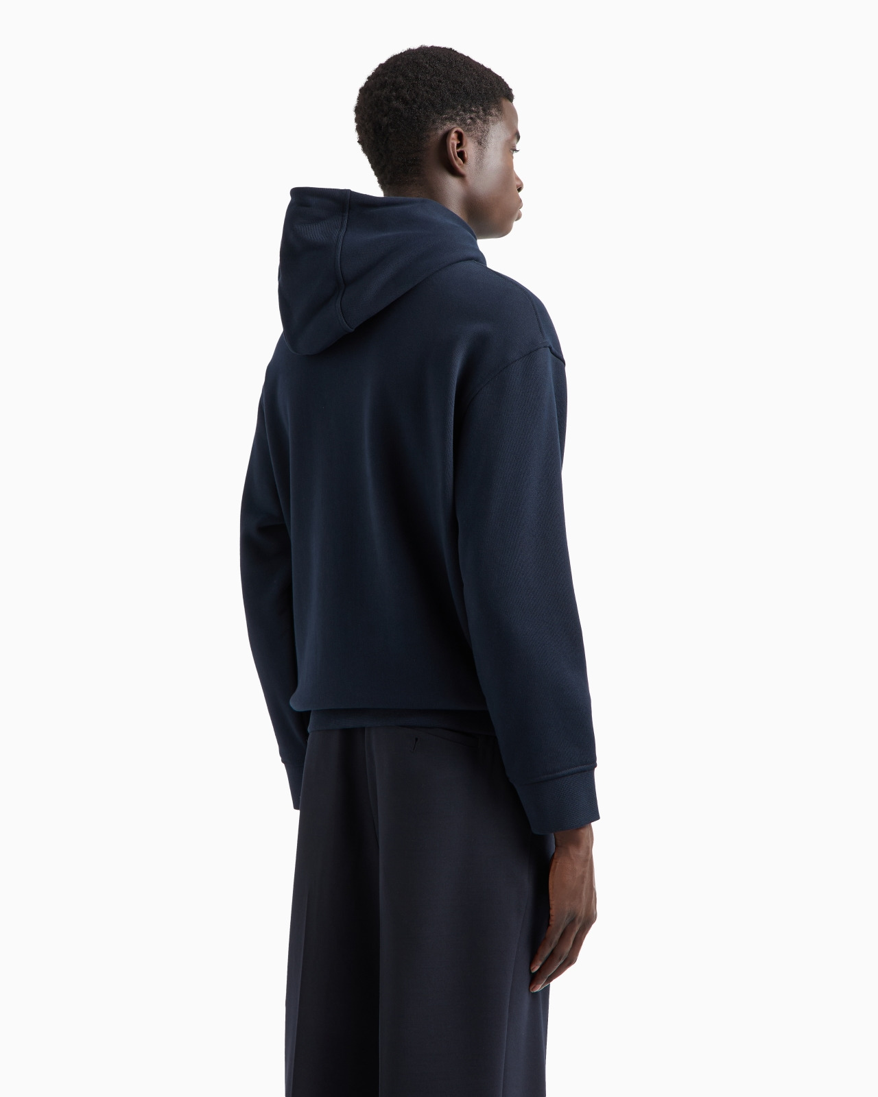 Hooded jersey sweatshirt with embossed domed logo - 3