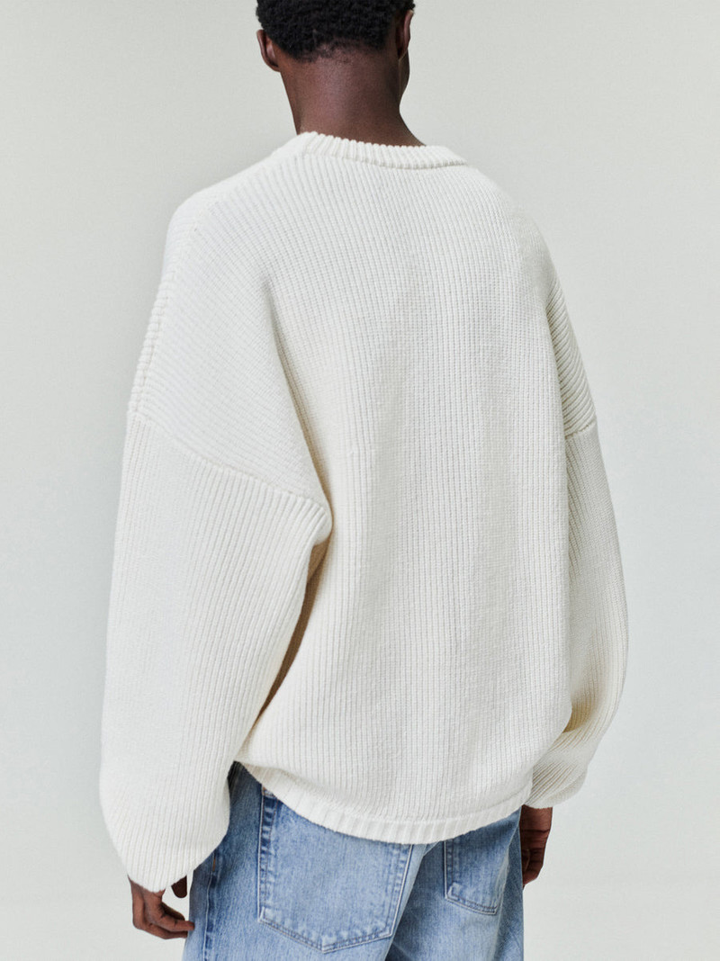 Double Knit Linen Wool Cotton Crewneck Sweater 4